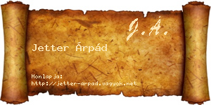 Jetter Árpád névjegykártya